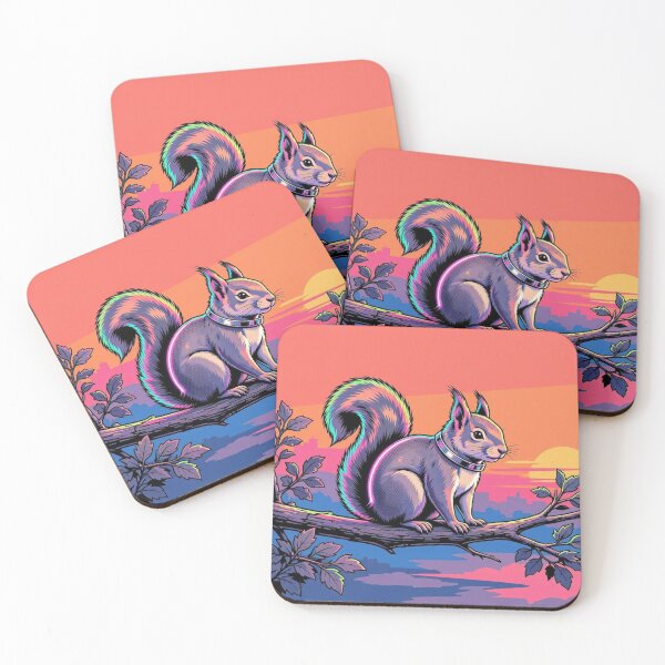 Item preview, Neon Cyberpunk Squirrel Art | Retro Sunset Wildlife designed and sold by Dogandesighn.