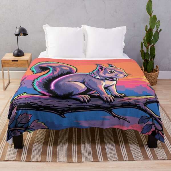 Item preview, Neon Cyberpunk Squirrel Art | Retro Sunset Wildlife designed and sold by Dogandesighn.