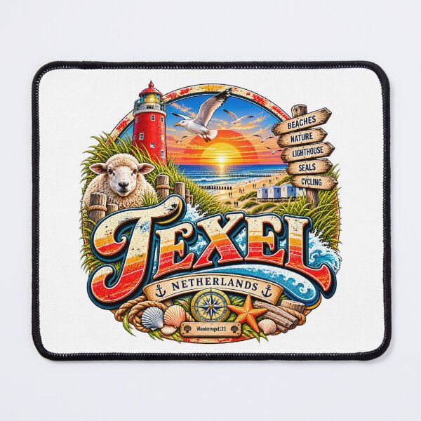 Item preview, Texel Netherlands – Lighthouse Beach & North Sea Retro Design designed and sold by Wandervogel123.
