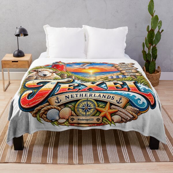 Item preview, Texel Netherlands – Lighthouse Beach & North Sea Retro Design designed and sold by Wandervogel123.