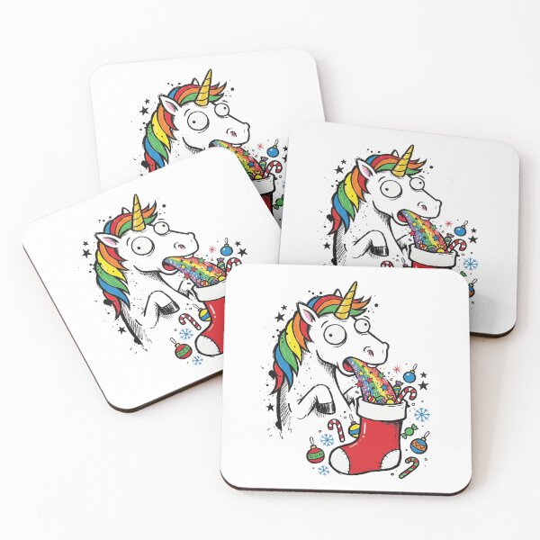 Item preview, Funny Unicorn Burping Rainbow Candy Christmas Art designed and sold by Merch by Das Design Studio.