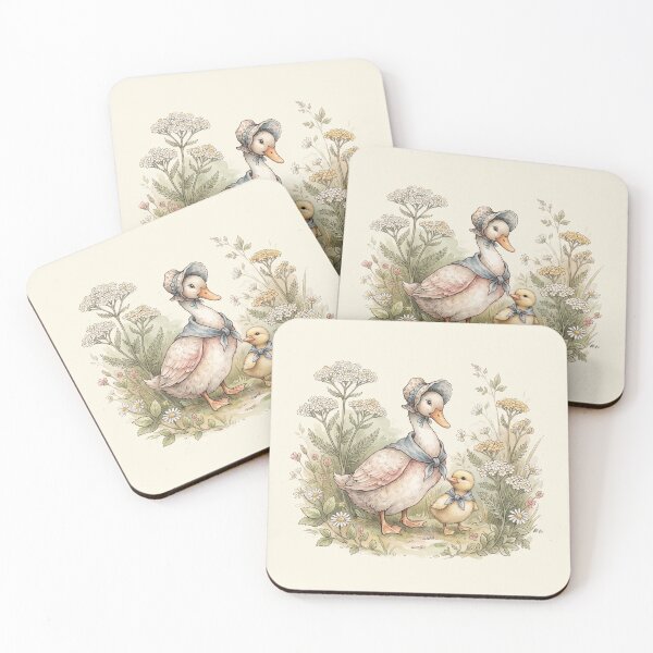 Item preview, Vintage Mother Duck and Baby Duck Watercolor Art designed and sold by Pasteltone.