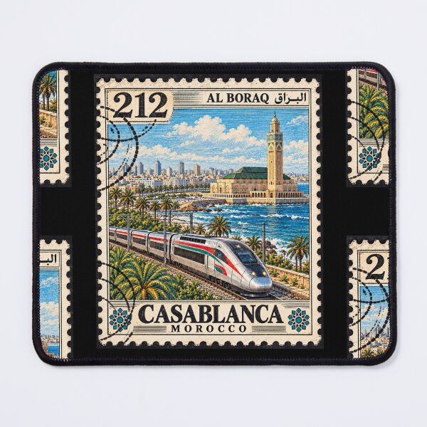 Item preview, Vintage Casablanca Morocco Travel Stamp Al Boraq Train designed and sold by InPrintedWord.