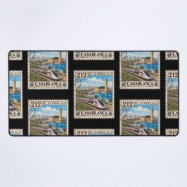 Item preview, Vintage Casablanca Morocco Travel Stamp Al Boraq Train designed and sold by InPrintedWord.