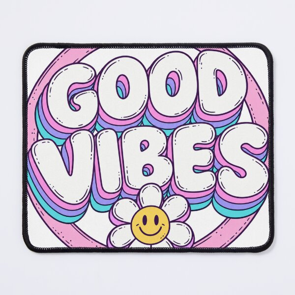 Item preview, Good Vibes Retro Saying Daisy Smiley Typography designed and sold by LongIslandDesgn.