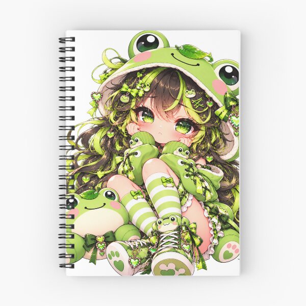 Item preview, Kawaii Frog Girl – Cute Chibi Anime Girl in Frog Hoodie designed and sold by Kubbykat.