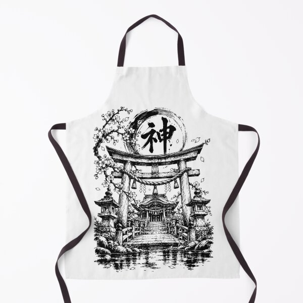 Item preview, Ink-Washed Shinto Shrine Under Blossoms designed and sold by bapupa.