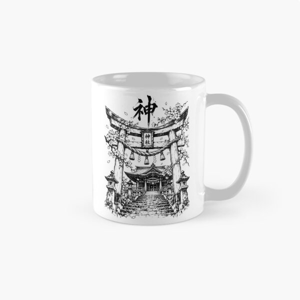 Item preview, Monochrome Shinto Shrine Beneath Cherry Blossoms designed and sold by bapupa.