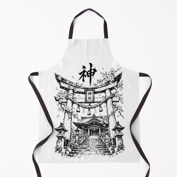 Item preview, Monochrome Shinto Shrine Beneath Cherry Blossoms designed and sold by bapupa.