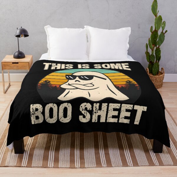 Item preview, Funny Ghost Retro Sunset Boo Sheet Halloween designed and sold by Dmo3HarkoArt.