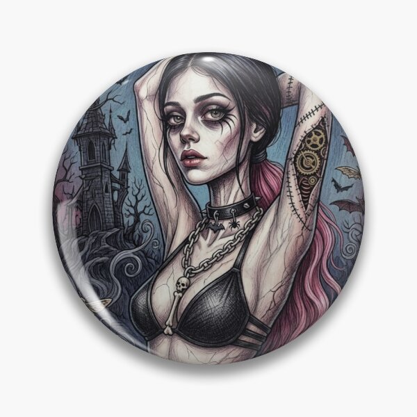 Artikelvorschau, Illustration einer Vampirin im Stil des Gothic-Horrors entworfen und verkauft von Vintage Designs +.