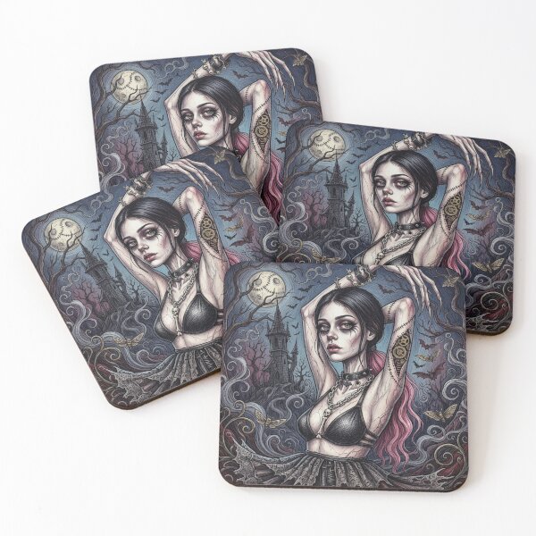 Item preview, Gothic Horror vampire woman illustration art designed and sold by Vintage Designs +.