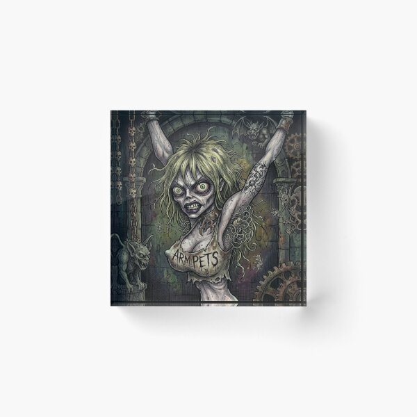 Item preview, Gothic Horror vampire zombie undead woman with evil sentient armpit hairs illustration art designed and sold by Vintage Designs +.