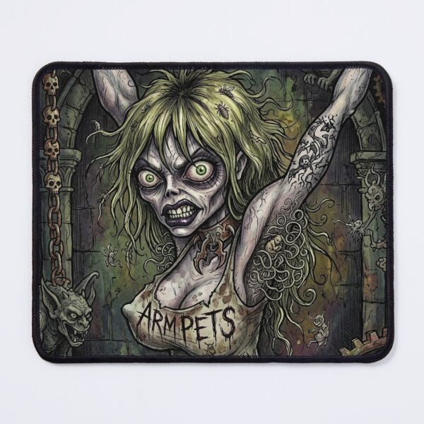 Item preview, Gothic Horror vampire zombie undead woman with evil sentient armpit hairs illustration art designed and sold by Vintage Designs +.