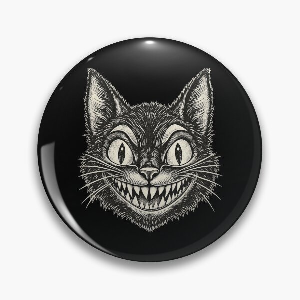 Item preview, Grinning Cheshire Black Cat Face Vintage Woodcut Art Artwork designed and sold by adiencarteras.