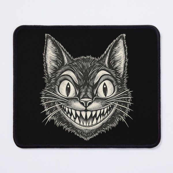 Item preview, Grinning Cheshire Black Cat Face Vintage Woodcut Art Artwork designed and sold by adiencarteras.