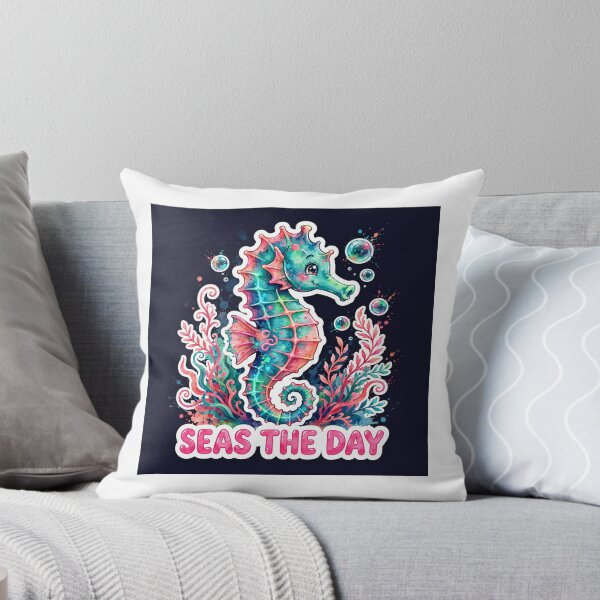 Item preview, Seas The Day Funny Colorful Seahorse Sticker designed and sold by MojoHill.