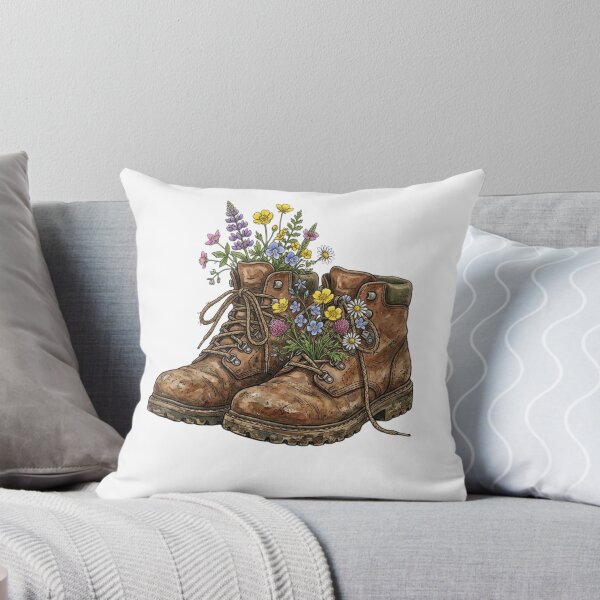 Item preview, Wildflowers Hiking Boots Watercolor Art designed and sold by Sanan Israyilli.