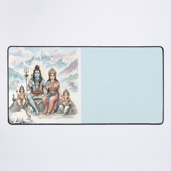Item preview, Shiva Parivar Mount Kailash Watercolor Art designed and sold by hutofdesigns.