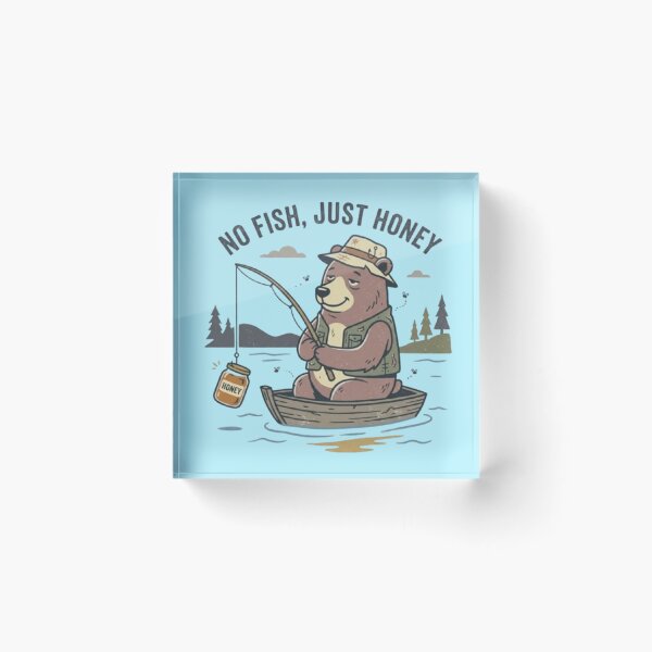 Item preview, No Fish Just Honey | Funny Bear Fishing Illustration designed and sold by Dogandesighn.
