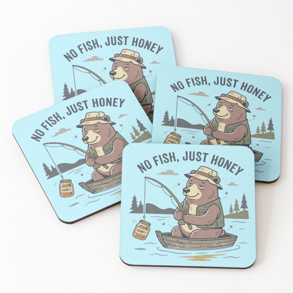 Item preview, No Fish Just Honey | Funny Bear Fishing Illustration designed and sold by Dogandesighn.