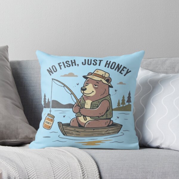 Item preview, No Fish Just Honey | Funny Bear Fishing Illustration designed and sold by Dogandesighn.