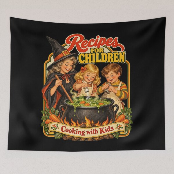 Item preview, Recipes For Children Cooking With Kids Retro Witch Artwork designed and sold by adiencarteras.