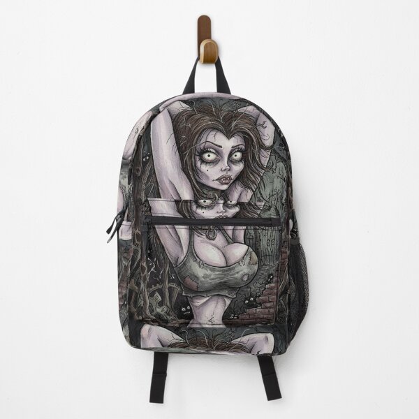 Item preview, Gothic Horror vampire woman with her hands behind her head illustration art designed and sold by Vintage Designs +.