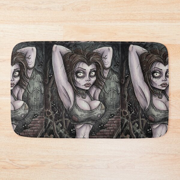 Item preview, Gothic Horror vampire woman with her hands behind her head illustration art designed and sold by Vintage Designs +.