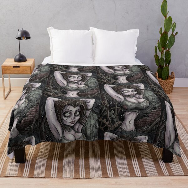 Item preview, Gothic Horror vampire woman with her hands behind her head illustration art designed and sold by Vintage Designs +.