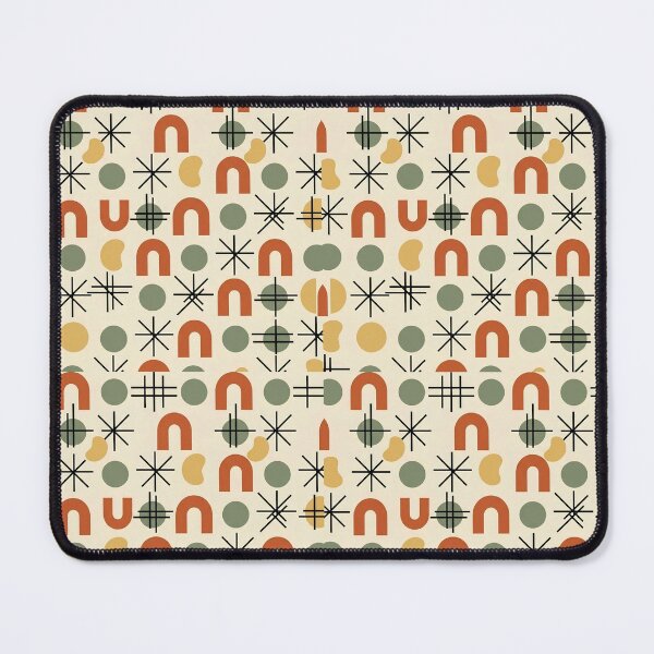 Item preview, Retro Mid Century Modern Geometric Abstract Pattern in Terracotta and Olive. designed and sold by T9 Store.