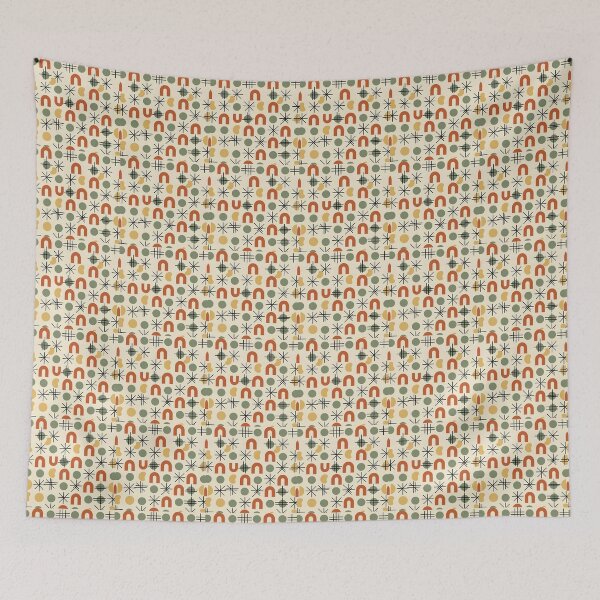 Item preview, Retro Mid Century Modern Geometric Abstract Pattern in Terracotta and Olive. designed and sold by T9 Store.