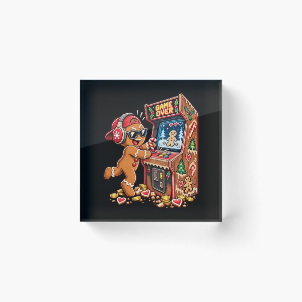Item preview, Gingerbread Man Christmas Retro Arcade Cabinet Player Art designed and sold by chem3a-wst.