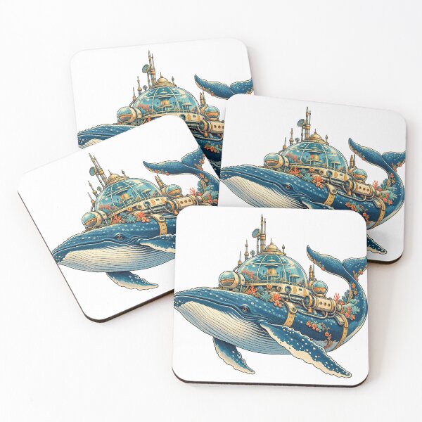 Item preview, Steampunk whale submarine sea city ocean sci-fi fantasy designed and sold by LongIslandDesgn.