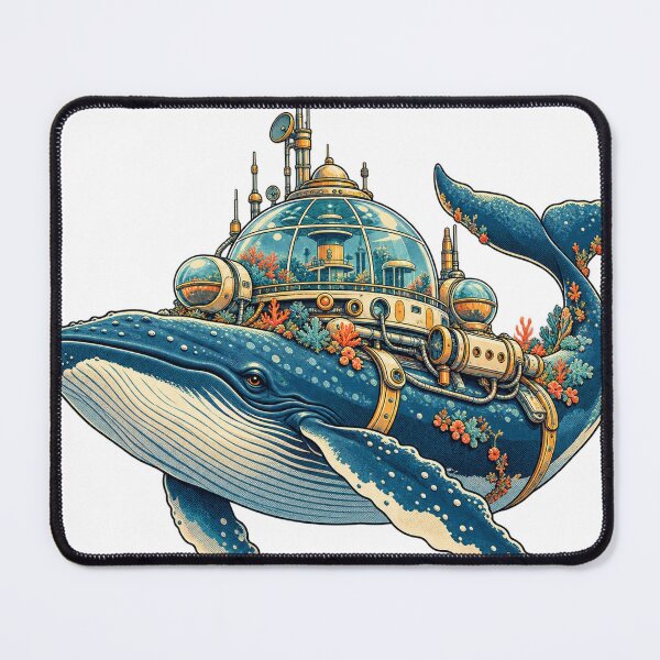 Item preview, Steampunk whale submarine sea city ocean sci-fi fantasy designed and sold by LongIslandDesgn.