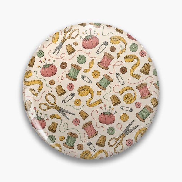 Item preview, Sewing Notions Pattern Thimbles Spools Pins Dusty Rose designed and sold by Fanverse Merchandise.