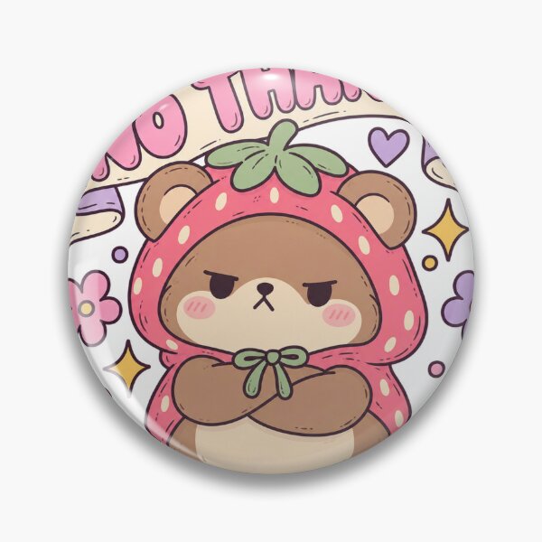 Artikelvorschau, No Thanks Bär Erdbeere Grumpy Lustig Spruch Kawaii entworfen und verkauft von LongIslandDesgn.