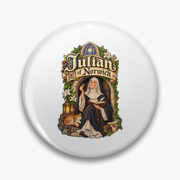 Item preview, Julian of Norwich – Medieval Mystic, Saintly Cat Lady & Hazelnut Philosopher designed and sold by ChickenFund.