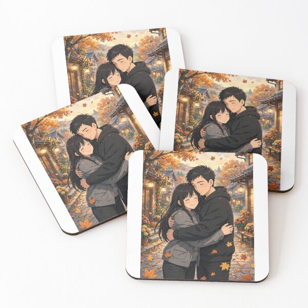 Item preview,  Title: Cozy Anime Couple Hug In Autumn Village  designed and sold by parejitasghibli.