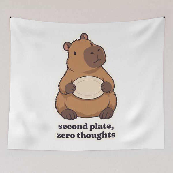 Item preview, Thanksgiving Capybara Second Plate Zero Thoughts designed and sold by OuqCreations.