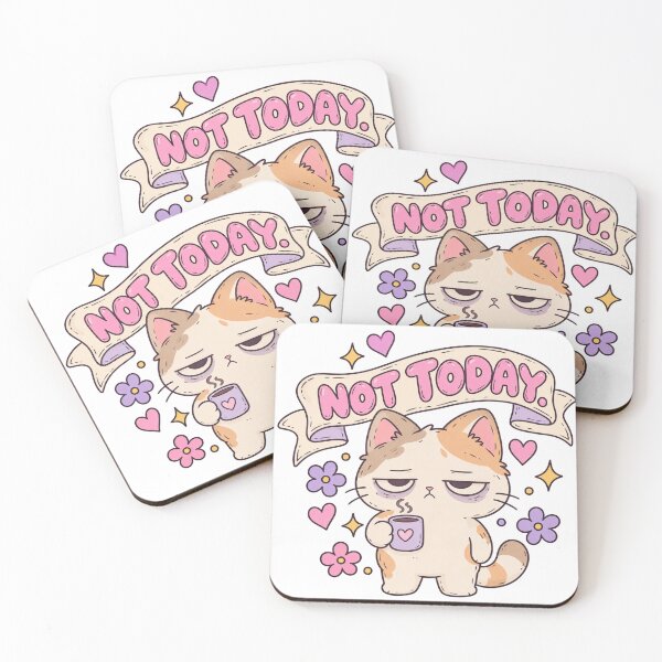 Item preview, Not Today Cat Coffee Morning Grump Funny Saying designed and sold by LongIslandDesgn.