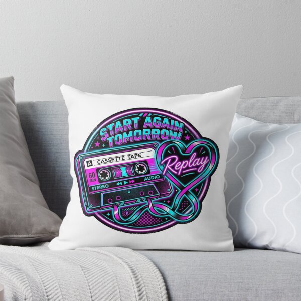 Item preview, Start Again Tomorrow Retro Neon Cassette Art designed and sold by Sanan Israyilli.