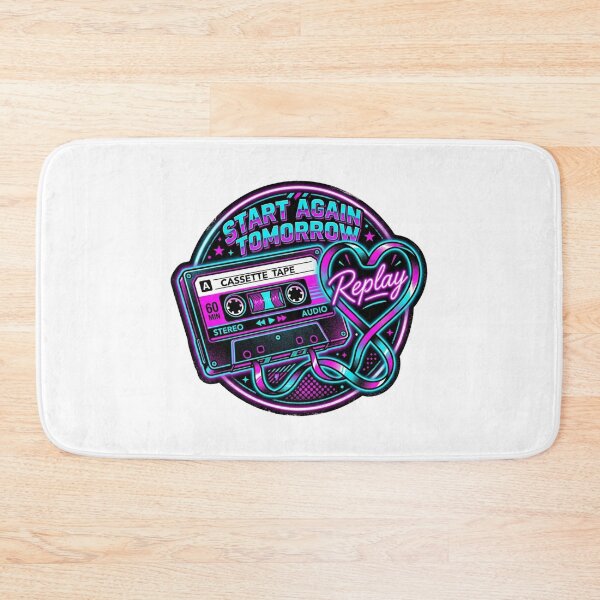 Item preview, Start Again Tomorrow Retro Neon Cassette Art designed and sold by Sanan Israyilli.