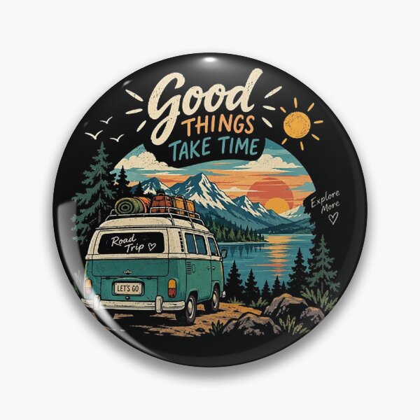 Item preview, Good Things Take Time Retro Camper Van | Road Trip Sunset Art designed and sold by Dogandesighn.