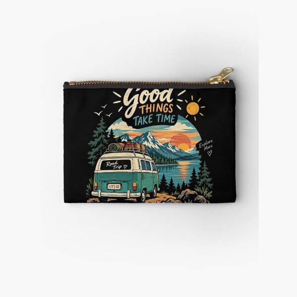 Item preview, Good Things Take Time Retro Camper Van | Road Trip Sunset Art designed and sold by Dogandesighn.