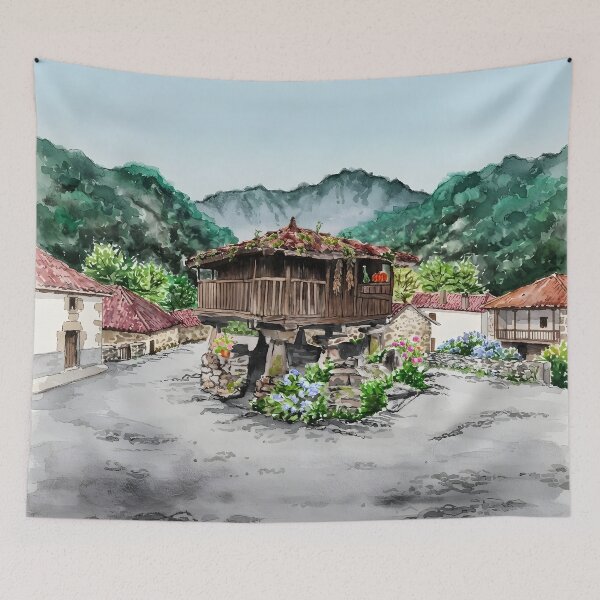 Item preview, Asturias Spain Wall Art – Northern Spain Landscape Painting designed and sold by POSTERIOCREW.