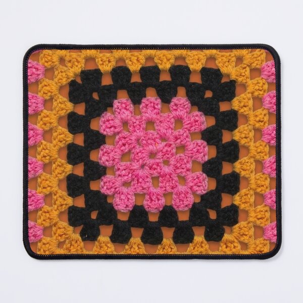 Item preview, Orange, black and pink granny square designed and sold by GasconyPassion.