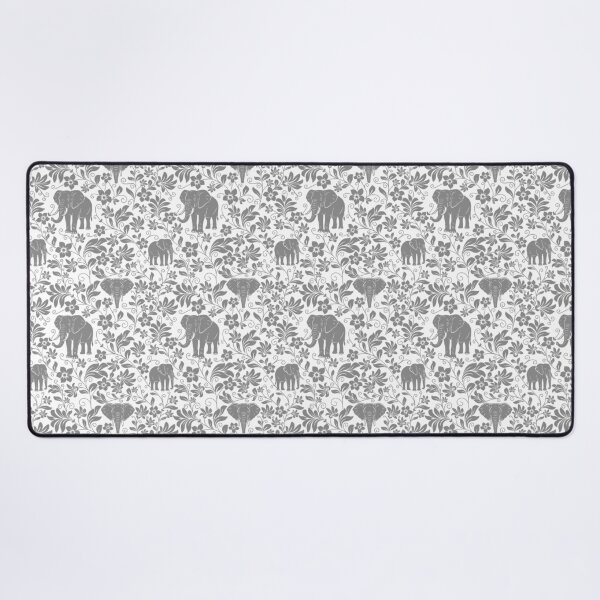 Item preview, African Elephant Floral Silhouette Botanical Art Grey designed and sold by WildLakePatterns.
