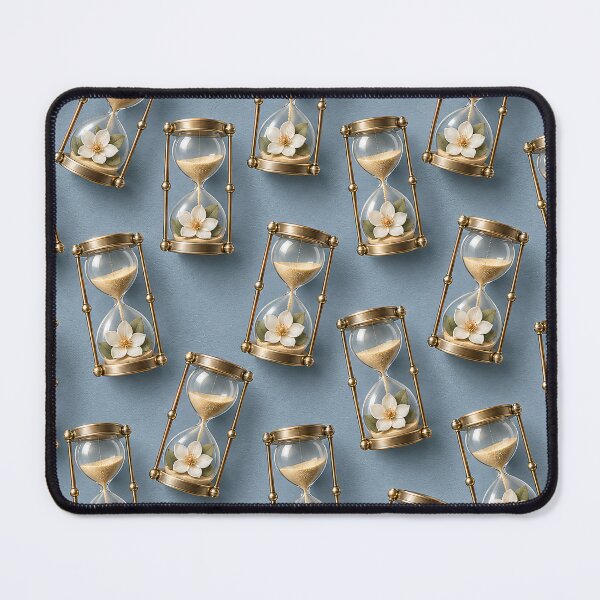 Item preview, Golden Hourglasses with White Flowers – Elegant Time and Renewal Pattern designed and sold by Kaleidoscope Print.