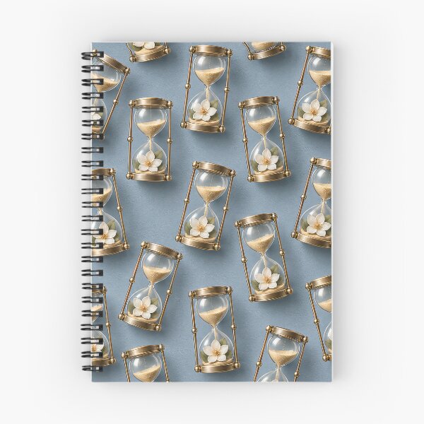 Item preview, Golden Hourglasses with White Flowers – Elegant Time and Renewal Pattern designed and sold by Kaleidoscope Print.